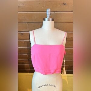 Giorgio Armani pink crepe spaghetti strap top.